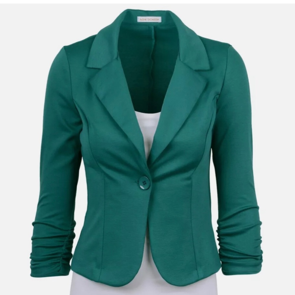 Teal knit blazer 1x